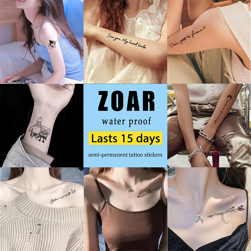 ZOAR พร้อมส่ง🚛O005 Magic tattooสติ๊กเกอร์รอยสักสมุนไพร กันน้ำ กันรอย ยาวนาน กึ่งถาวร แสดงสี เหมือนจร