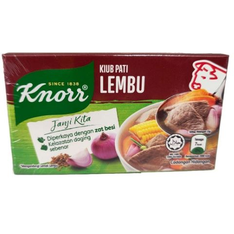 ซุปก้อนคนอร์ รสเนื้อ ขนาด6ก้อน Knorr Beef Stock 6 Cube  (Kiub Pati Lembu 6 kiub) 牛肉精块 (60g)  HALAL P