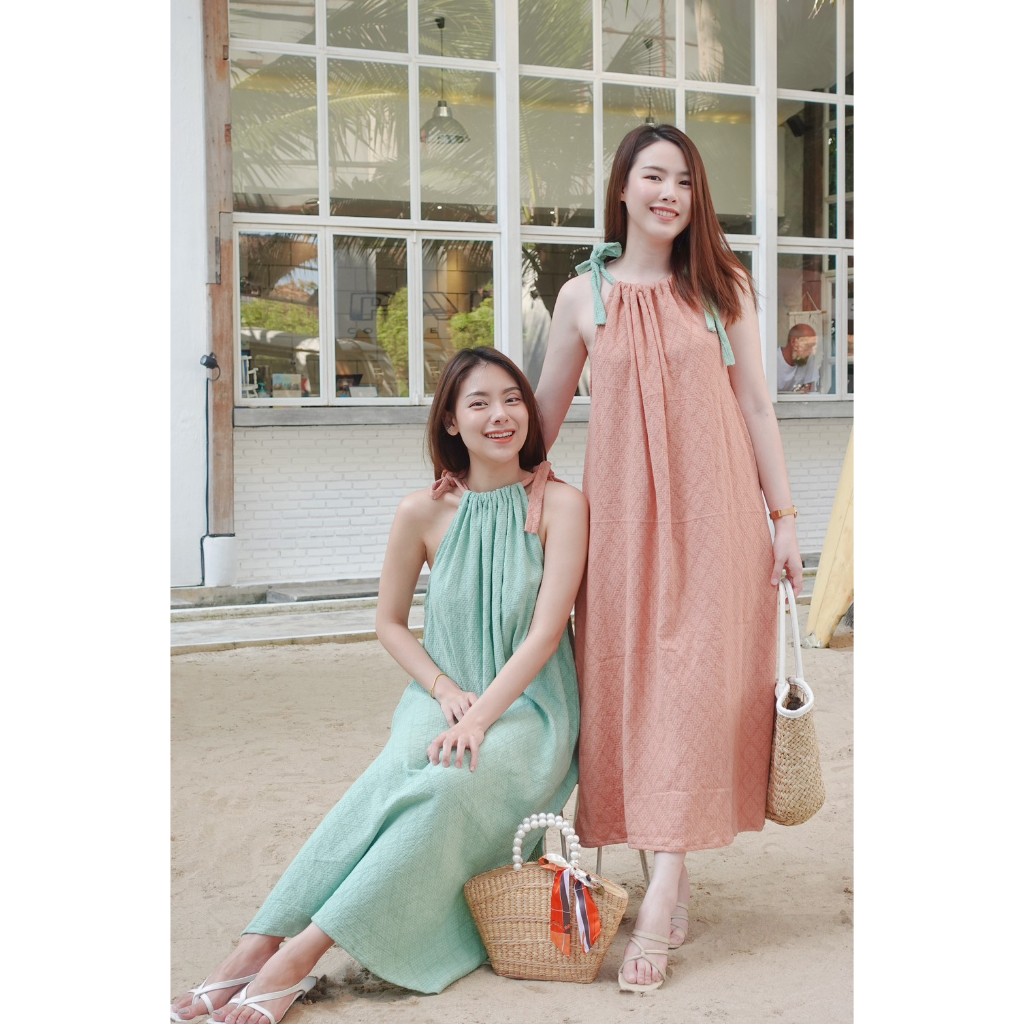 ชุดเดรสผ้าฝ้ายเที่ยวทะเล (เดรสยาว) JM store ร้านโจมิน