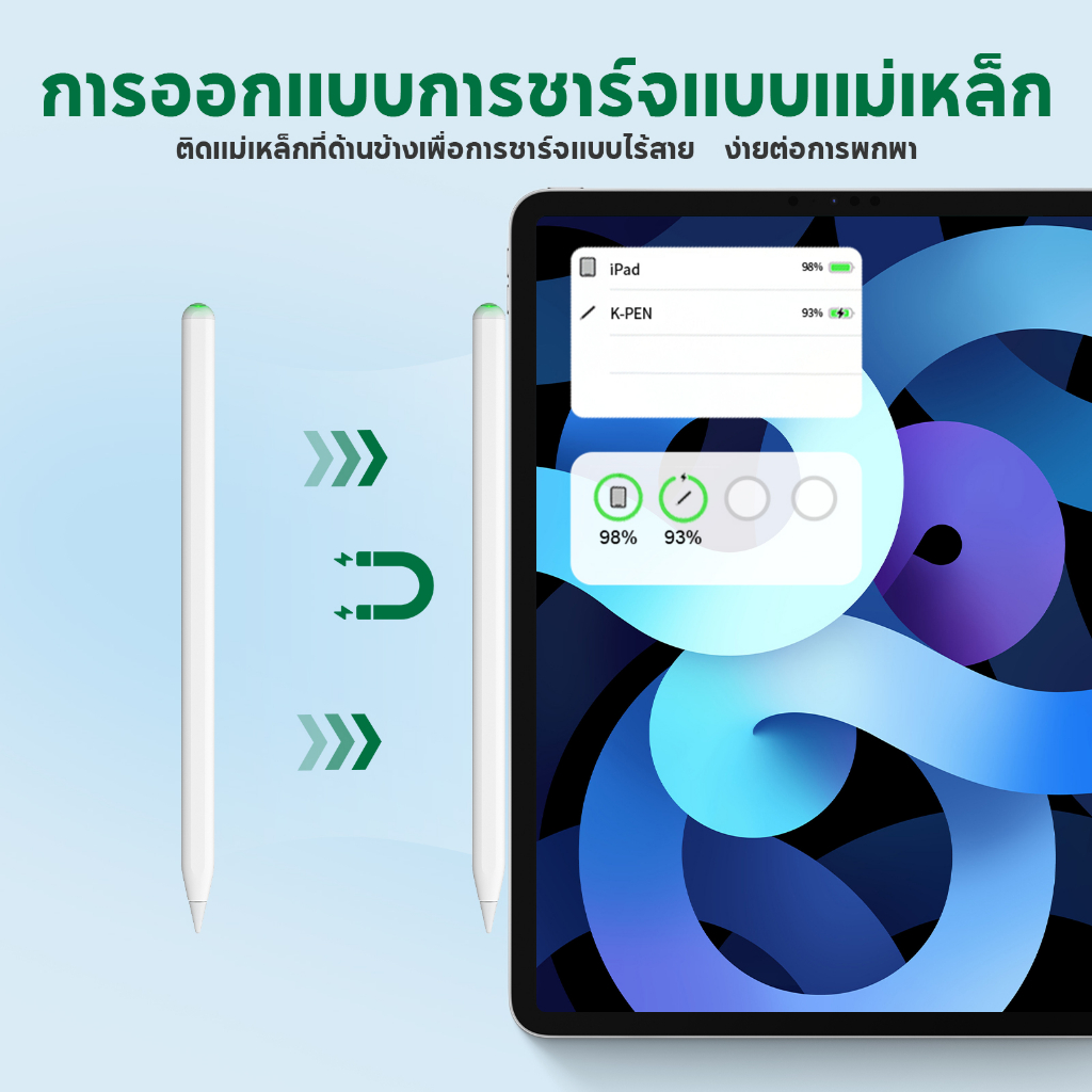 สไตลัส⚡ ปากกาสำหรับไอแพด✅ มีการจับคู่และชาร์จไร้สาย  ปากกาทัชสกรีน Stylus Pen ที่คุณคู่ควร Air4 Air5 Mini6 Pro11 Pro12.9
