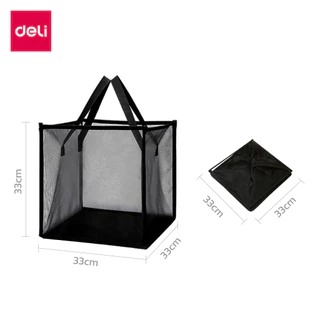 Deli ตะกร้าพับได้ ตะกร้าผ้า ตระกร้าตาข่ายใส่ของ ใส่ผ้าได้เยอะ แข็งแรง ใช้งานง่าย มีหูหิ้ว พกพาสะดวก Folding Mesh