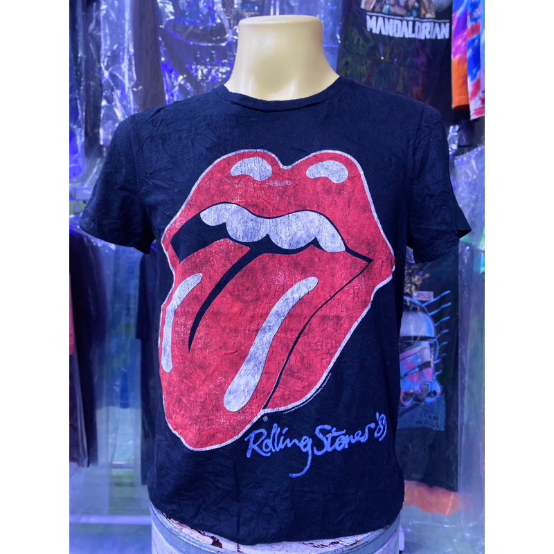 เสื้อวง The Rolling Stones HOF 89 Tongue Retro Black Band T-Shirt M
