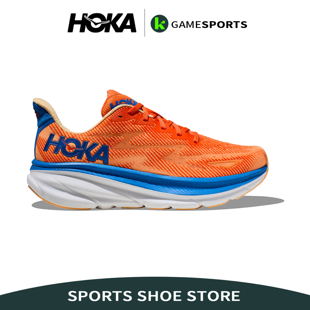 รองเท้าวิ่ง Hoka Clifton 9 ส้ม กันกระแทก/น้ำหนักเบา/ระบายอากาศได้ วิ่งระยะไกล รองเท้าวิ่งชาย รองเท้าวิ่งหญิง