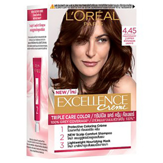 LOREAL PARIS ลอรีอัล ปารีส ครีมเปลี่ยนสีผม เอ็กซ์เซลเล้นซ์ ครีม สีน้ำตาลทองแดง มะฮอกกานี No.4.45