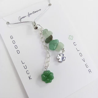 พวงกุญแจหินมงคล จี้ใบโคลเวอร์ Clover เสริมโชค ของขวัญปัจฉิม ของชำร่วย มีหลายสี