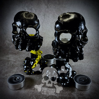 หัวกระโหลกเรซิ่น ใช้ตกแต่งหรือเป็นเชิงเทียน วางเทียนหอมได้ ของตกแต่ง Skull-Face Candle Holder