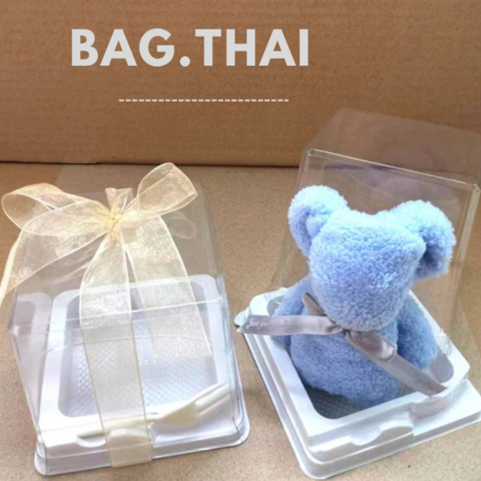 BH กล่องพลาสติกฝาใส กล่องเค้ก/ขนม ฐานขาว สี่เหลี่ยม ใส่เค้ก/ขนม ใส่ของขวัญ/ของชำร่วย พร้อมส่ง