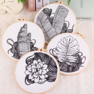 ชุดปักลายใบไม้ต้นกล้วย ฟรีสะดึงขนาด 20cm. Banana Leaf DIY Embroidery Kit 20cm. free 20cm hoop