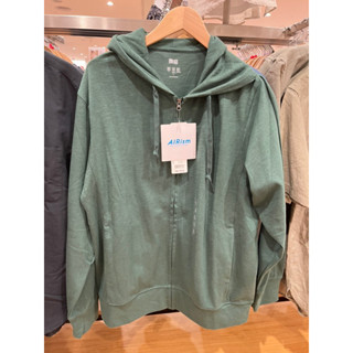 เสื้อคลุมมีฮู้ด uniqlo airism ขนาด L สีเขียว ของใหม่พร้อมส่ง