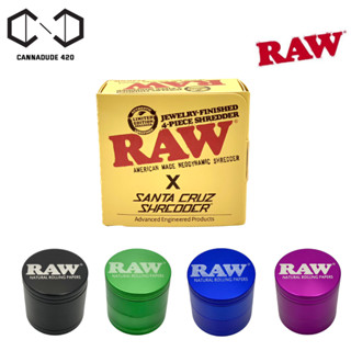 Raw grinder 4 layers Grinder Raw x Santa Cruz Shredder ที่บด เครื่องบดสมุนไพร ที่บด ขนาด 50 มม ที่บด Raw Silver Metal