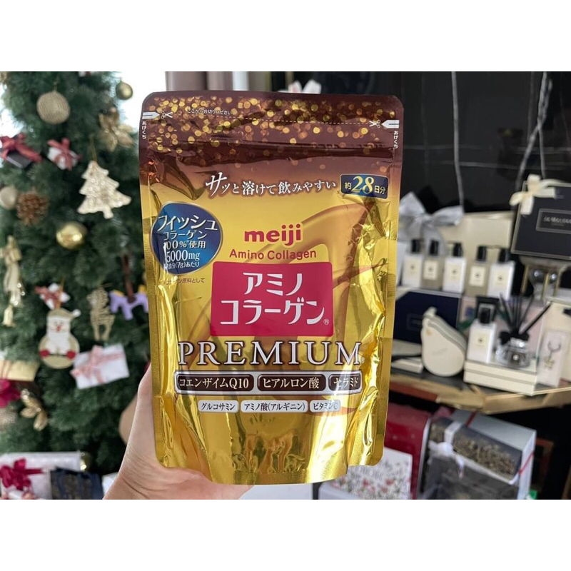 คอลลาเจน Meiji Amino Collagen + Co Q10 &amp; Rice Germ Extract 5,000mg. 196g.