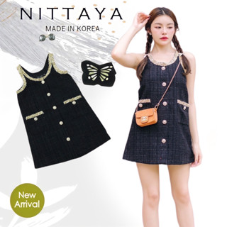 Lalisa999ราคาถูกที่สุด!! NITTAYA เดรสผ้าทวิตสายตะเกียบ