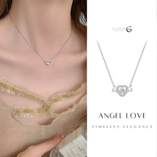 Glamor✨Angel love สร้อยคอ 925 สร้อยคอโซ่ จี้คิวปิด รูปหัวใจ ปีกนางฟ้า สร้อยคอผู้หญิงเกาหลีพร้อมจี้ สร้อยคอลมหวาน สร้อยคอ