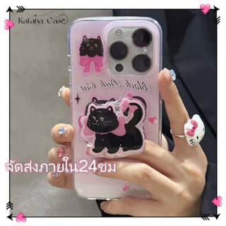 🎐จัดส่งภายใน24ชม🎐เคส for iPhone 11 14 Pro Max Case for iPhone 12 13 ป้องกันการตก การป้องกัน พร้อมขาตั้ง การ์ตูน cat