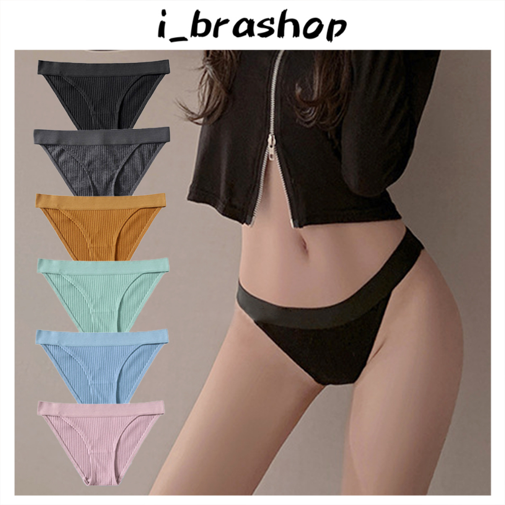 ลดล้างสต๊อก i_brashop กางเกงในผู้หญิง บิกินี่ สไตล์เกาหลี แนวกึ่งสปอต ผ้าฝ้ายพรีเมี่ยม BAA70