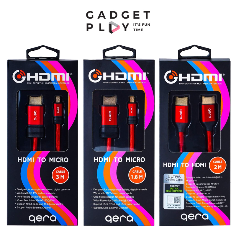 [กรุงเทพฯ ด่วน 1 ชั่วโมง] Gera HDMI to Micro HDMI Cable 3M, Gera HDMI to Micro HDMI Cable 1.8M, Gera