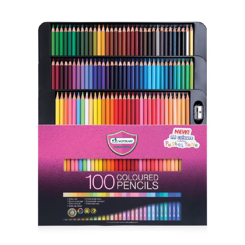 (แถม!!ขวดน้ำหลอดดูด 159฿) Master Art ดินสอสีไม้ 100 สี สีไม้ รุ่นใหม่ คุณภาพดี
