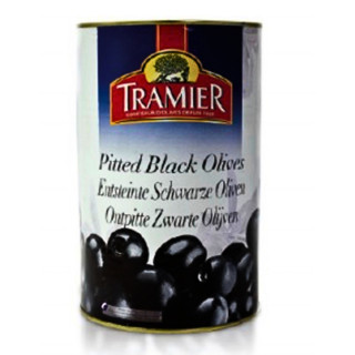 ทราเมียร์ มะกอกดำ ในกระป๋อง ไร้เมล็ด 4.2 กก - Pitted Black Olives Big Tin 4.2kg Tramier brand