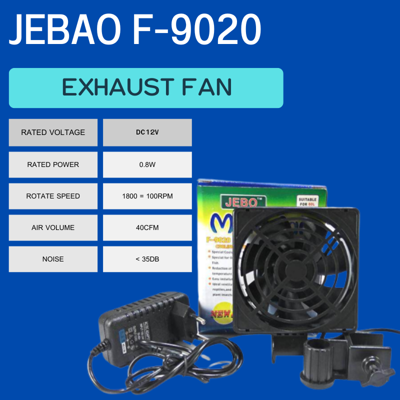 พัดลมอัตโนมัติ พัดลมตู้ปลา JEBO 1 ใบพัด รุ่น F9020 สำหรับตู้ปลาน้ำจืด และตู้ปลาทะเล ช่วยลดอุณหภูมิได้ 2-4องศา ประหยัดไฟ