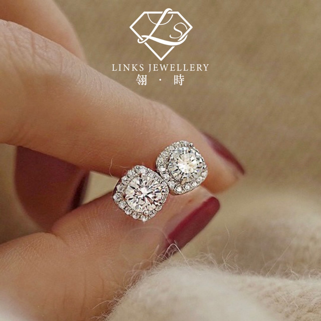 ［Real Moissanite］Can Pass Diamond Test 18K Gold Princess Bag Earrings MEG035 Diamond Earrrings/Moiss