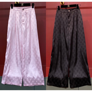 2สี CHANEL CC SILK TROUSERS กางเกงทรงตรง กางเกงขายาว ตีเกร็ดหน้า ชาแนล