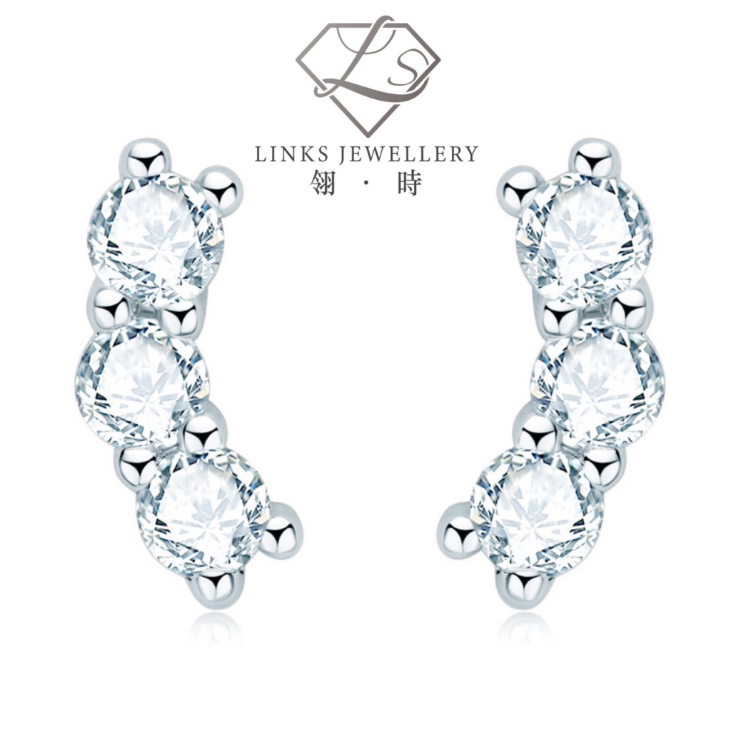 ［Real Moissanite］Can Pass Diamond Test 18K Gold Light luxury Curved Three Moissanite Earrings ME022 