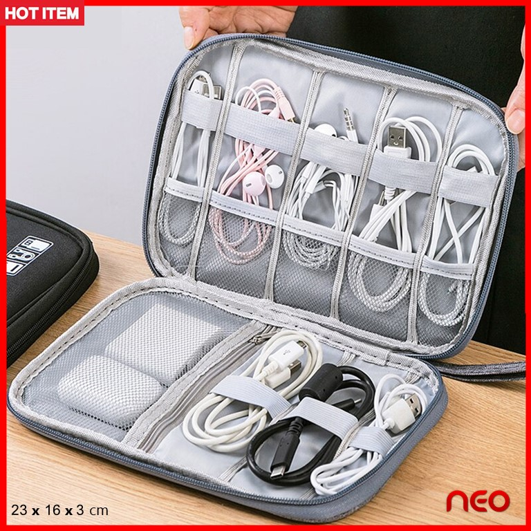 พร้อมส่ง! กระเป๋าจัดระเบียบอุปกรณ์อิเล็กทรอนิกส์ กระเป๋าเก็บสายชาร์จ สายเคเบิล เคสแบตสำรอง USB หูฟัง
