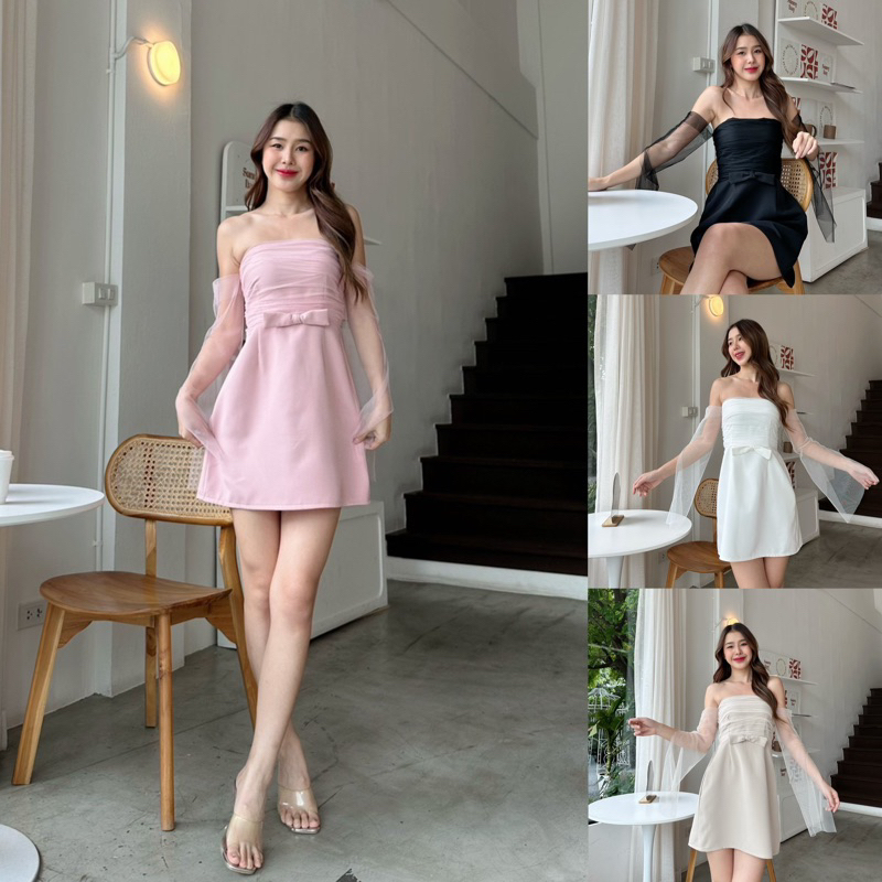 Princess Dress 🧁💓 เดรสตาข่ายลุคเจ้าหญิง ลุคคุณหนู เดรสเกาะอกตาข่าย+แขนตาข่าย