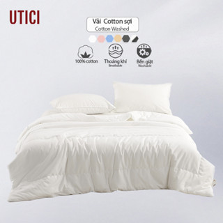 UTICI ผ้านวม/ผ้าห่ม（1ชิ้น）สไตล์มินิมอล 5ฟุต/6ฟุต ผ้าฝ้ายแท้ 100% นุ่ม สบาย สีขาว  ชุดเครื่องนอน ห้องนอน เครื่องใช้ในบ้าน