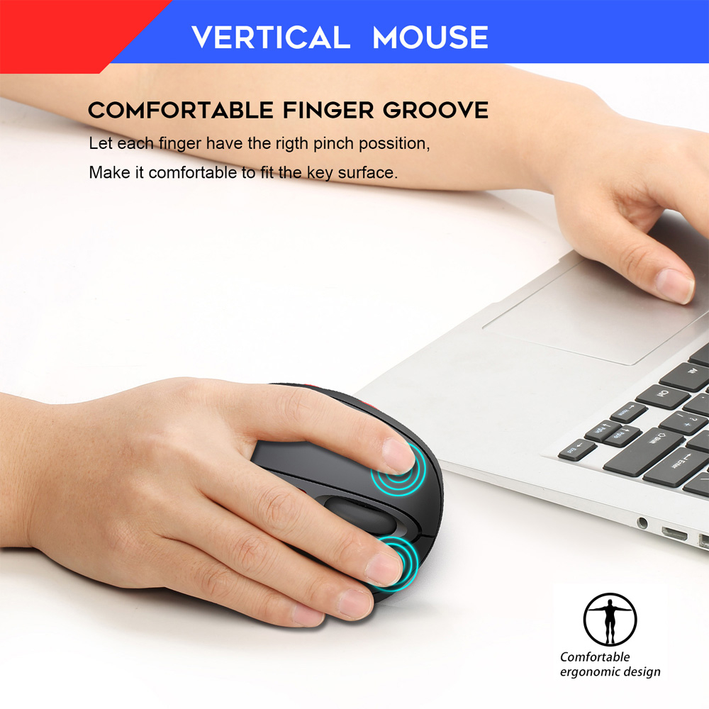 เมาส์ไร้สาย gaming เมาส์ไร้สาย Bluetooth HXSJ T31 Ergonomic Vertical 2.4Ghz Wireless Mouse เม้าส์ไร้สายแนวตั้ง