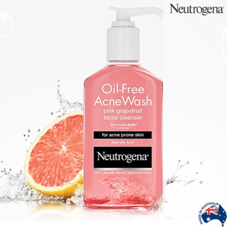 Neutrogena Oil Free Acne Wash Pink Grapefruit Facial Cleanser 175ml ผลิตภัณฑ์ทำความสะอาดผิวหน้ากระจ่างใสสูตรลดสิวคุมมัน