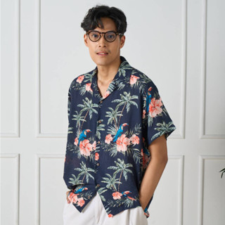 Shirtoria Hawaii-ลายwakiki เสื้อเชิ้ตแขนสั้นผู้ชาย Non Iron