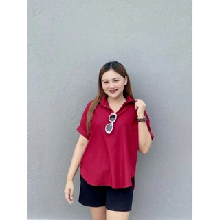 เสื้อเชิ้ตแขนสั้น ผ้าคอตตอน ฟรีไซส์/โอเวอร์ไซส์
