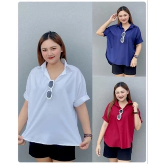 เสื้อเชิ้ตแขนสั้น ผ้าคอตตอน ฟรีไซส์/โอเวอร์ไซส์