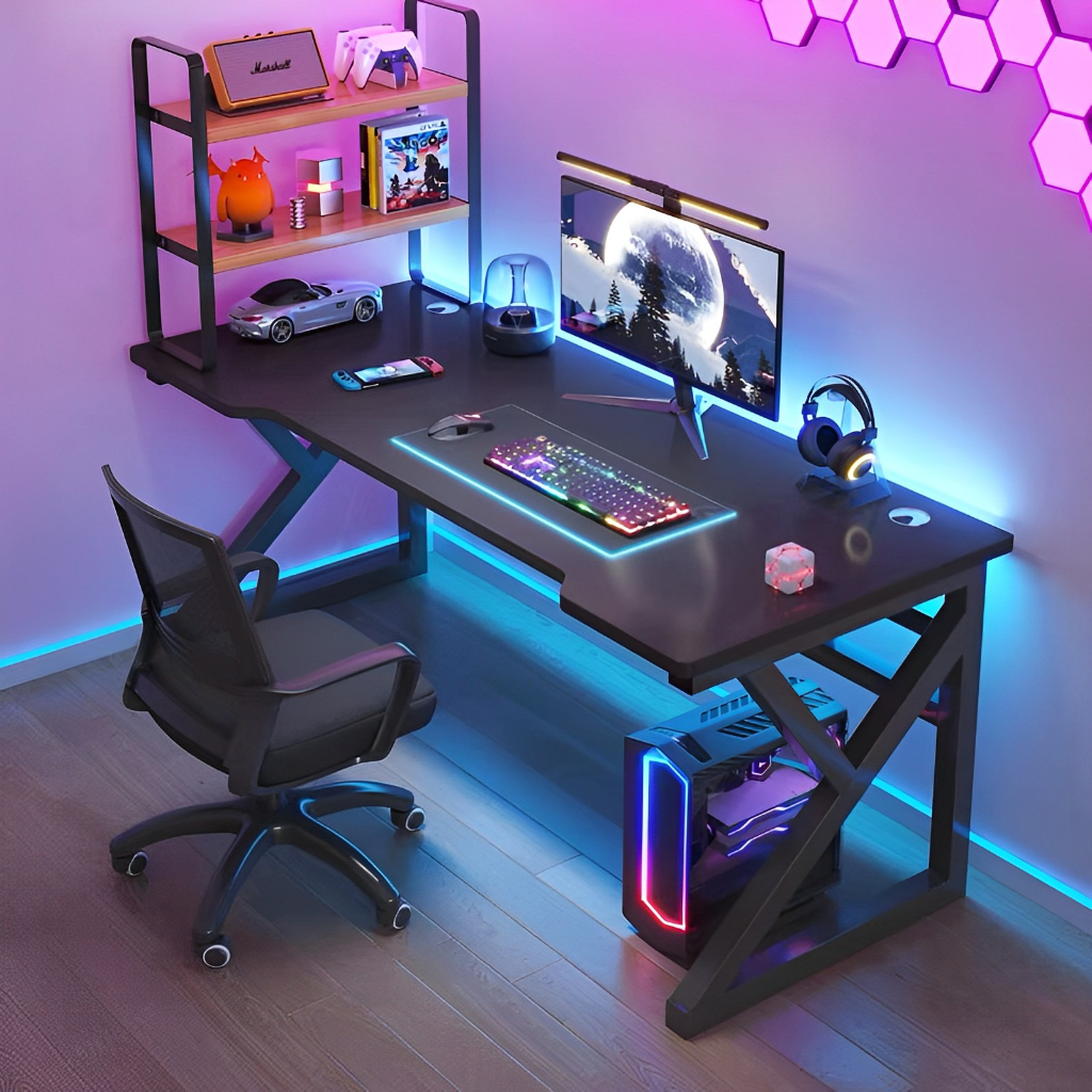 （ส่งจากกรุงเทพ) โต๊ะเล่นเกมส์ 160/140cm โต๊ะคอมพิวเตอร์เกมมิ่ง สำนักงาน โต๊ะขาเหล็ก GamingTable โต๊ะ