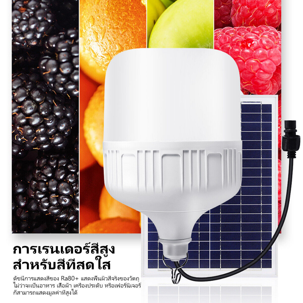 TIANJI 【ซื้อ1แถม1】ไฟโซล่าเซลล์ โซล่าเซลล์ 45000W หลอดไฟ โซล่าเซลล์ LED ไลท์แสงสีขาวกันน้ำ และกันฝุ่นละออง ชาร์จไฟอัตโนม - รูปที่ 3