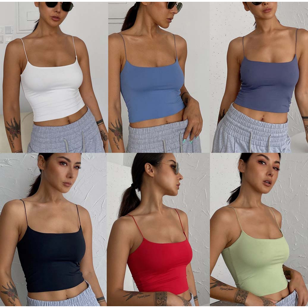 🔥Spagetthi Strap Crop top🔥ครอปเกาะอก สายสปาเก็ตตี้ สไตล์ฝรั่ง_Gioia.991  ( #gii302 )