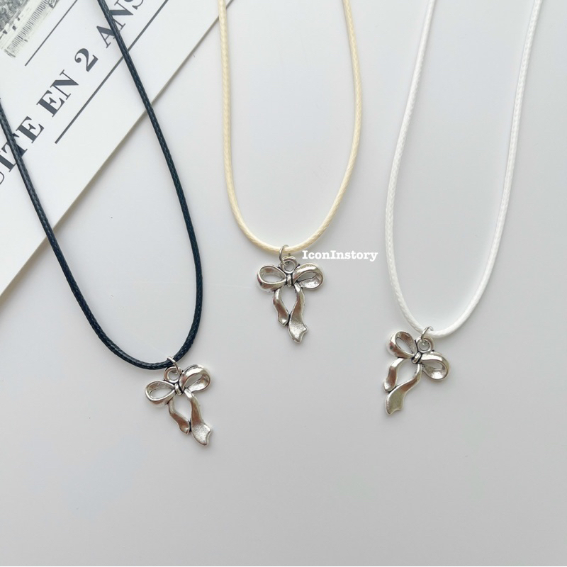 สร้อยคอ จี้โบว์ (พร้อมส่ง) สไตล์น่ารัก ฉบับY2K