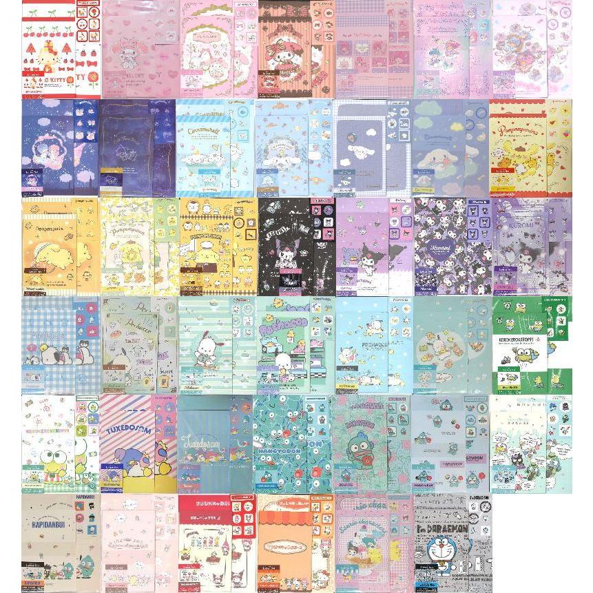 【Direct from Japan】Sanrio, Japan Anime, Letter Set 12 Writing Paper + 6 Envelopes + 7 Stickers Stati