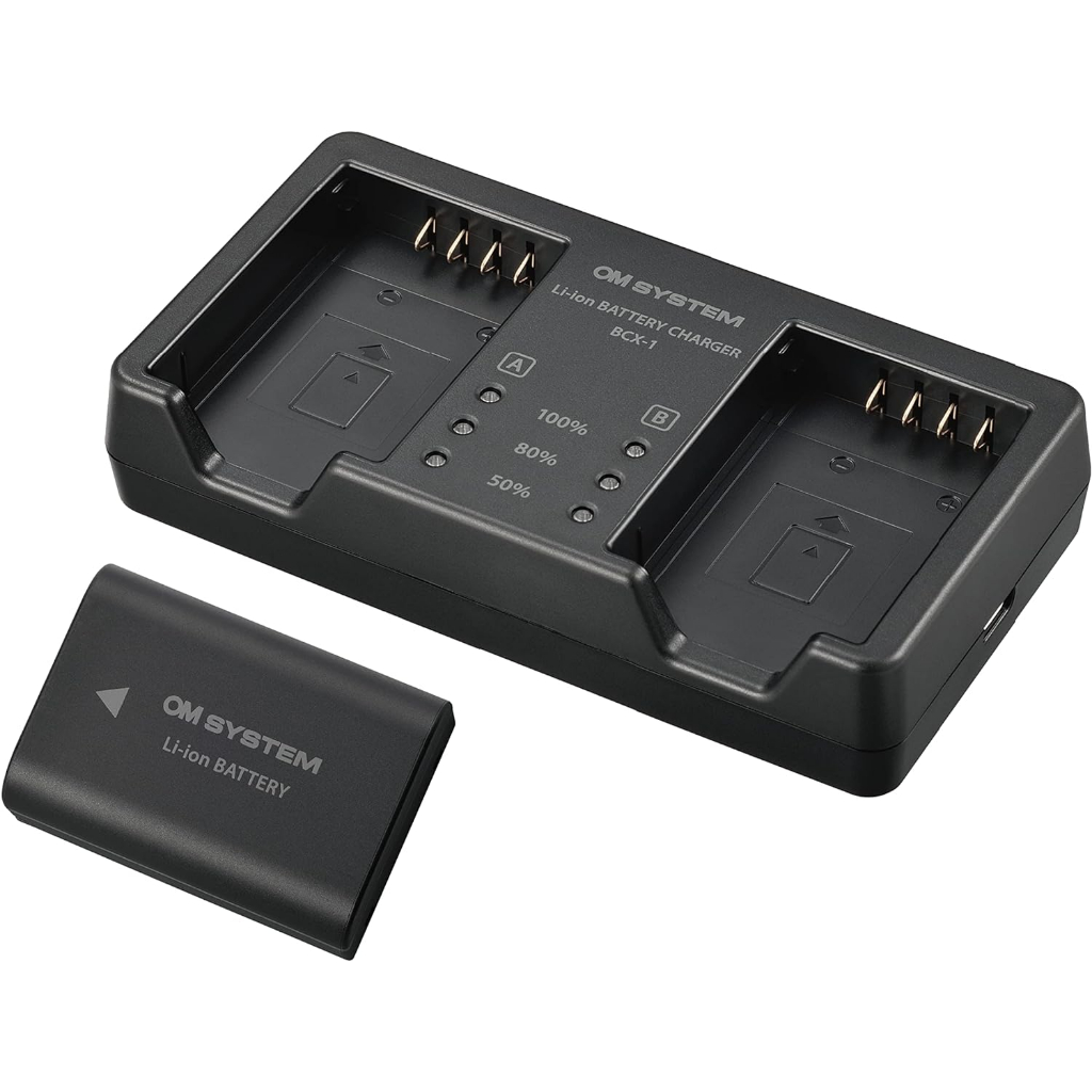 [SET 2 ชิ้น] OM SYSTEM แท่นชาร์จ (ประกอบด้วย BCX-1 กับ BLX-1 ในกล่องเดียวกัน) ไม่มีสายอะแดปเตอร์ PIC