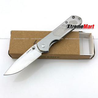 มีดพับ LAND รุ่น 710 ใบมีดสแตนเลส ระบบ Frame Lock Stainless Steel Folding Knife(ด้ามเงิน ใบเงิน)