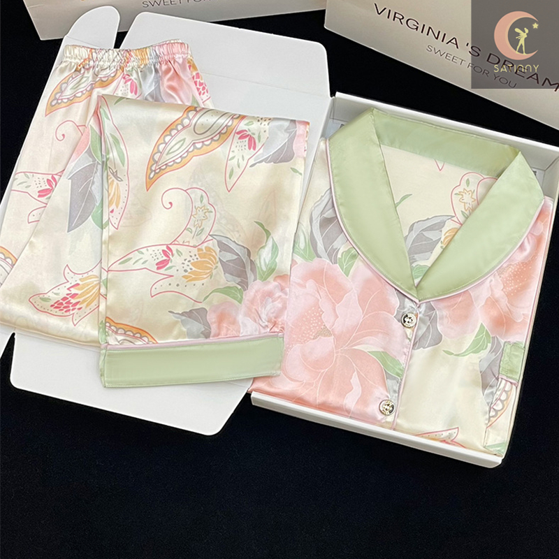 CK4 ชุดนอนSatinny สินค้าพร้อมแพ็คเกจแบบกล่อง มีให้เลือกแขนยาว+ขายาว แขนสั้น+ขาสั้น