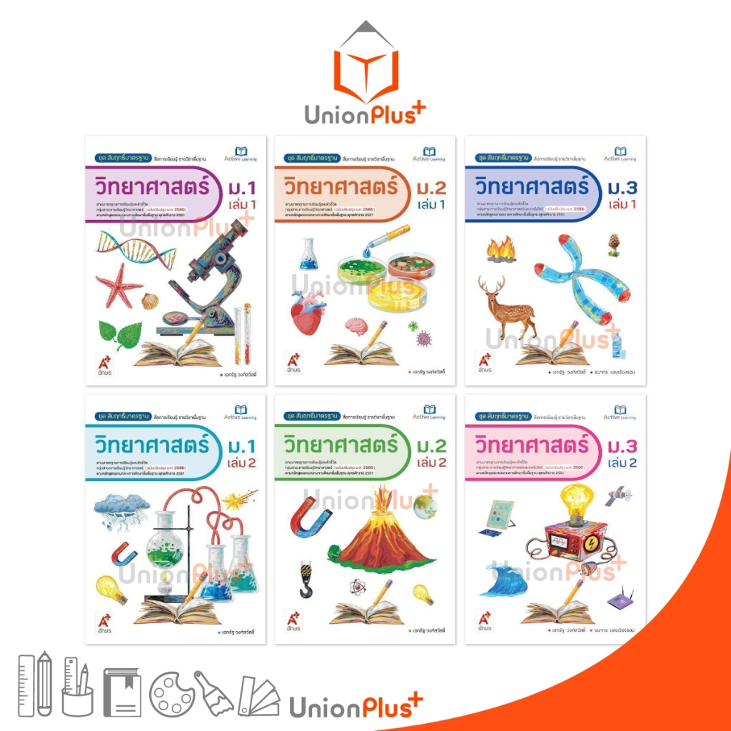 สื่อการเรียนรู้ รายวิชาพื้นฐาน ชุด สัมฤทธิ์มาตรฐาน วิทยาศาสตร์ ม.1 ม.2 ม.3 เล่ม 1-2 อักษรเจริญทัศน์ อจท. A+ ปรับปรุง 60
