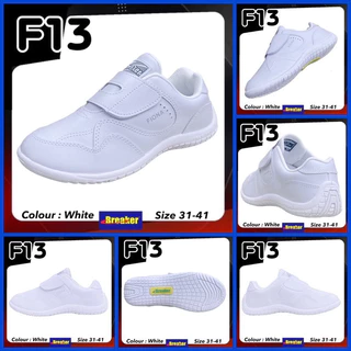 Breaker F13 รองเท้าผ้าใบ Size 31-41 เทปเดี่ยว สีขาว/ดำ
