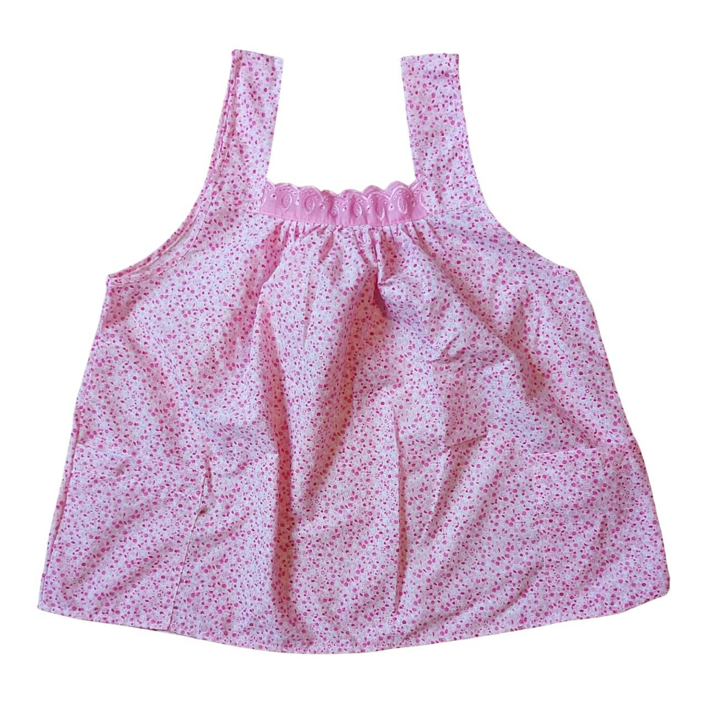 เสื้อคอกระเช้าลายสดใส ขอบลูกไม้ มีทุกขนาดS-XL รอบอก36-42นิ้ว มีกระเป๋า2ด้าน มีซิปด้านขวา ED
