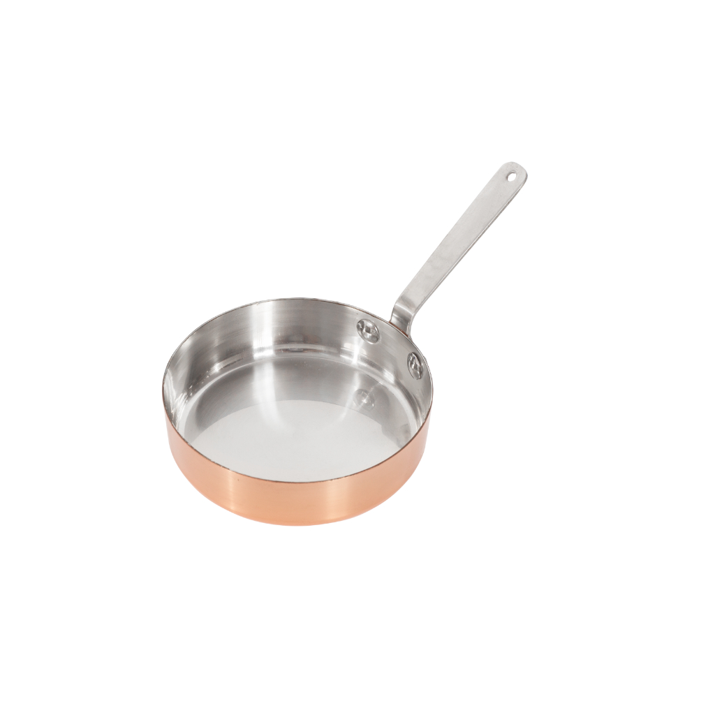 กระทะซอสมินิ สีทองแดง 11x3 ซม. Mini Sauce Pan Copper Plated Shallow 11x3cm. - HK87