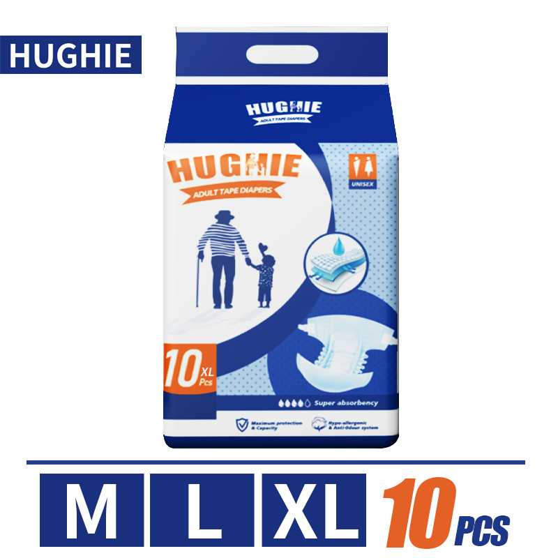 ซื้อ [รายการใหม่เข้ามา !!!] HUGHIE ผ้าอ้อมผู้ใหญ่ สูตรบางเบา มีอัตราการดูดซึมสูง 2000CC M/L/XL（10pcs）Adult Diapers