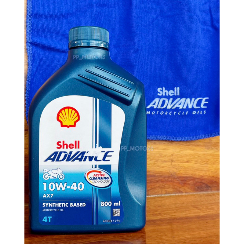 น้ำมันเครื่องรถมอเตอร์ไซค์ Shell ADVANCE 4T AX7 10W-40 ขนาด 800ml