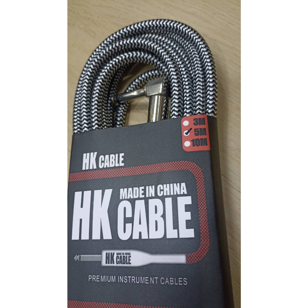สายแจ็ค 5 เมตร HK ฟรี หัวแปลง สุ่มสี สายแจ็คกีต้าร์ไฟฟ้า เบส เครื่องเสียง เครื่องดนตรี ตู้แอมป์ 6.3มิล Cable Jack