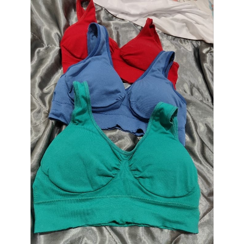 เสื้อในแบบสปอตบรา genie bra size 32B เซ็ต3 ตัว (ทีวีไดเรค) แท้ มือสอง